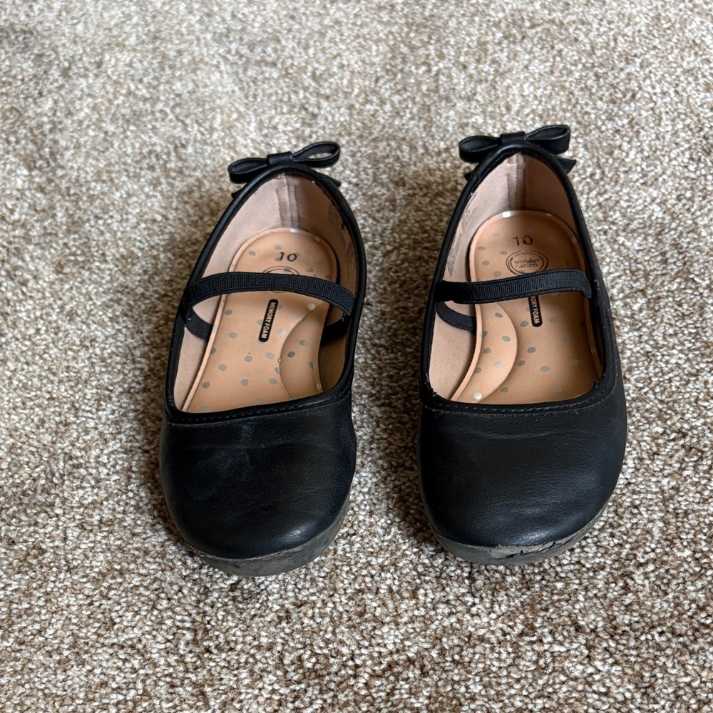 Wonder Nation Black Dress Shoes with Bow